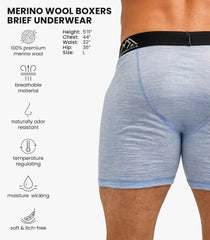 100% Merino Wool Underwear Mens - 1-2 Pack Boxer Briefs for Men 17.5um