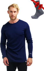 100% Merino Wool Base Layer Mens - Long Sleeve Thermal Shirts with Socks