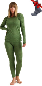 100% Merino Wool Base Layer Women Set - Thermal Underwear Women Top, Bottom