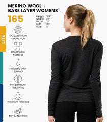 100% Merino Wool Base Layer Women - Long Sleeve Thermal Shirt with Socks