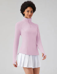LOMON Women Long Sleeve Shirts Sun Protection 1/4 Zip Summer Quick Dry Hiking Shirts Quarter Zip Pullover for Women
