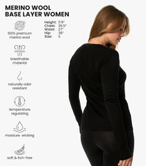 100% Merino Wool Base Layer Women - Thermal Merino Wool Shirt Women