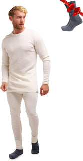 100% Merino Wool Base Layer Men Set - Thermal Underwear for Men Long Johns