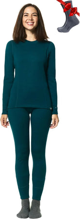 100% Merino Wool Base Layer Women Set - Thermal Underwear Women Top, Bottom