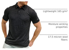 100% Merino Wool Polo Shirt Men - Short & Long Sleeve Shirt Base Later | Lightweight, Breathable Merino Wool, Naturally Anti-Odor, Moisture-Wicking, Ideal for Active, Travel, Everyday Wear, Layering
