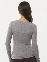 Women's Merino Wool Blend Shirts Long Sleeve Tops Crew Neck Fitted Basic Tee Cozy Embrace Collection