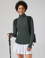 LOMON Women Long Sleeve Shirts Sun Protection 1/4 Zip Summer Quick Dry Hiking Shirts Quarter Zip Pullover for Women