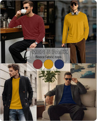 3 Pack Mens Long Sleeve Thermal Shirts Crew Neck Tops