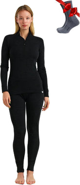 100% Merino Wool Base Layer Women Set - Thermal Underwear Women Top, Bottom