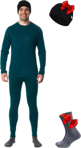 100% Merino Wool Base Layer Men Set - Thermal Underwear for Men Long Johns