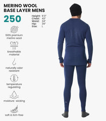 100% Merino Wool Base Layer Men Set - Thermal Underwear for Men Long Johns