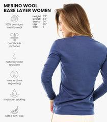 100% Merino Wool Base Layer Women - Thermal Merino Wool Shirt Women