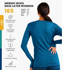100% Merino Wool Base Layer Women - Long Sleeve Thermal Shirt with Socks