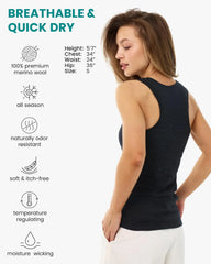 100% Merino Wool Tank Top Women - Active Sleeveless Undershirt Base Layer