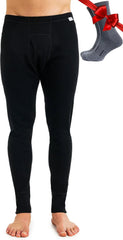 100% Merino Wool Base Layer Mens Pants - Thermal Underwear Long Johns