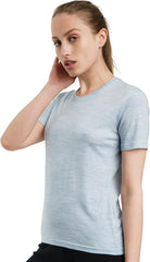 100% Merino Wool Shirt Women - Short Sleeve Tee Base Layer Top Undershirt