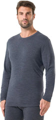 100% Merino Wool Base Layer for Men Long Sleeve Crew Neck Thermal Shirt