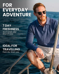 100% Merino Wool Polo Shirt Men - Short & Long Sleeve Shirt Base Later (Small, Black Ink Long Sleeve Polo)
