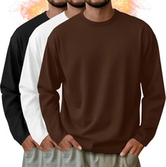 3 Pack Mens Long Sleeve Thermal Shirts Crew Neck Tops