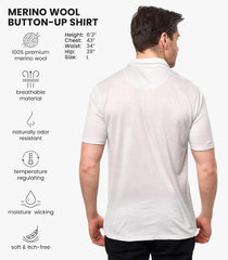 100% Merino Wool Button Up Shirt Men - Long & Short Sleeve Breathable