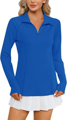 LOMON Women Long Sleeve Shirts Sun Protection 1/4 Zip Summer Quick Dry Hiking Shirts Quarter Zip Pullover for Women