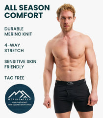 100% Merino Wool Underwear Mens - 1-2 Pack Boxer Briefs for Men 17.5um