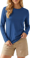 Merino Wool Shirt Women Lightweight Breathable Basic Tees Long Sleeve Sun Protection Shirts