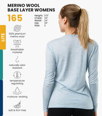 100% Merino Wool Base Layer Women - Long Sleeve Thermal Shirt with Socks