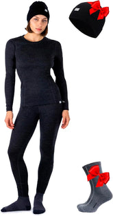 100% Merino Wool Base Layer Women Set - Thermal Underwear Women Top, Bottom