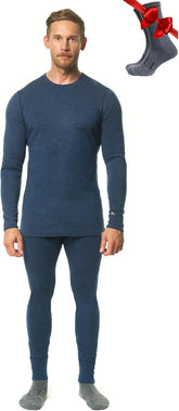 100% Merino Wool Base Layer Men Set - Thermal Underwear for Men Long Johns