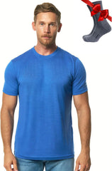 100% Merino Wool T-Shirt Men - Base Layer Top Undershirt with Hiking Socks