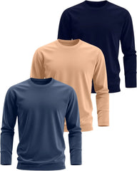 3 Pack Mens Thermal Shirts | Long Sleeve Sweatshirt, Crew Neck, Thermal Tops, Thick, Pullover, Basic, Casual, Warm, Winter Shirts