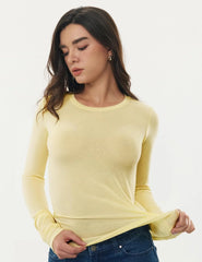 Women's Merino Wool Blend Shirts Long Sleeve Tops Crew Neck Fitted Basic Tee Cozy Embrace Collection