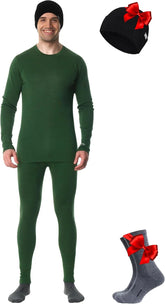 100% Merino Wool Base Layer Men Set - Thermal Underwear for Men Long Johns