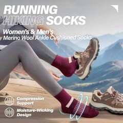 Anlisim Merino Wool Ankle Running Hiking Socks for Women and Men