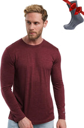 100% Merino Wool Base Layer Mens - Long Sleeve Thermal Shirts with Socks
