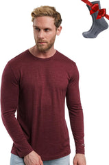 100% Merino Wool Base Layer Mens - Long Sleeve Thermal Shirts with Socks
