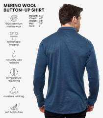 100% Merino Wool Button Up Shirt Men - Long & Short Sleeve Breathable