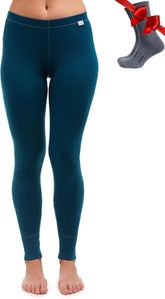 100% Merino Wool Base Layer Women Pants - Thermal Leggings Underwear