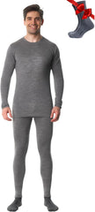 100% Merino Wool Base Layer Men Set - Thermal Underwear for Men Long Johns