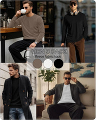 3 Pack Mens Long Sleeve Thermal Shirts Crew Neck Tops