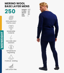 100% Merino Wool Base Layer Men Set - Thermal Underwear for Men Long Johns