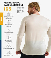 100% Merino Wool Base Layer Mens - Long Sleeve Thermal Shirts with Socks