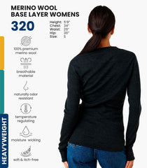 100% Merino Wool Base Layer Women - Long Sleeve Thermal Shirt with Socks