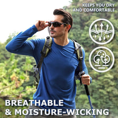 100% Merino Wool Base Layer for Men Long Sleeve Crew Neck Thermal Shirt