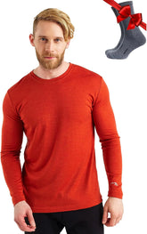 100% Merino Wool Base Layer Mens - Long Sleeve Thermal Shirts with Socks