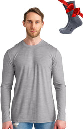 100% Merino Wool Base Layer Mens - Long Sleeve Thermal Shirts with Socks