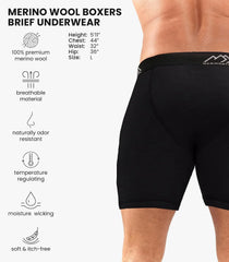 100% Merino Wool Underwear Mens - 1-2 Pack Boxer Briefs for Men 17.5um