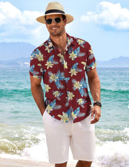 COOFANDY Men's Linen Shirts Short Sleeve Casual Shirts Button Down Shirt for Men Beach Summer Wedding Shirt