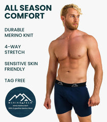 100% Merino Wool Underwear Mens - 1-2 Pack Boxer Briefs for Men 17.5um